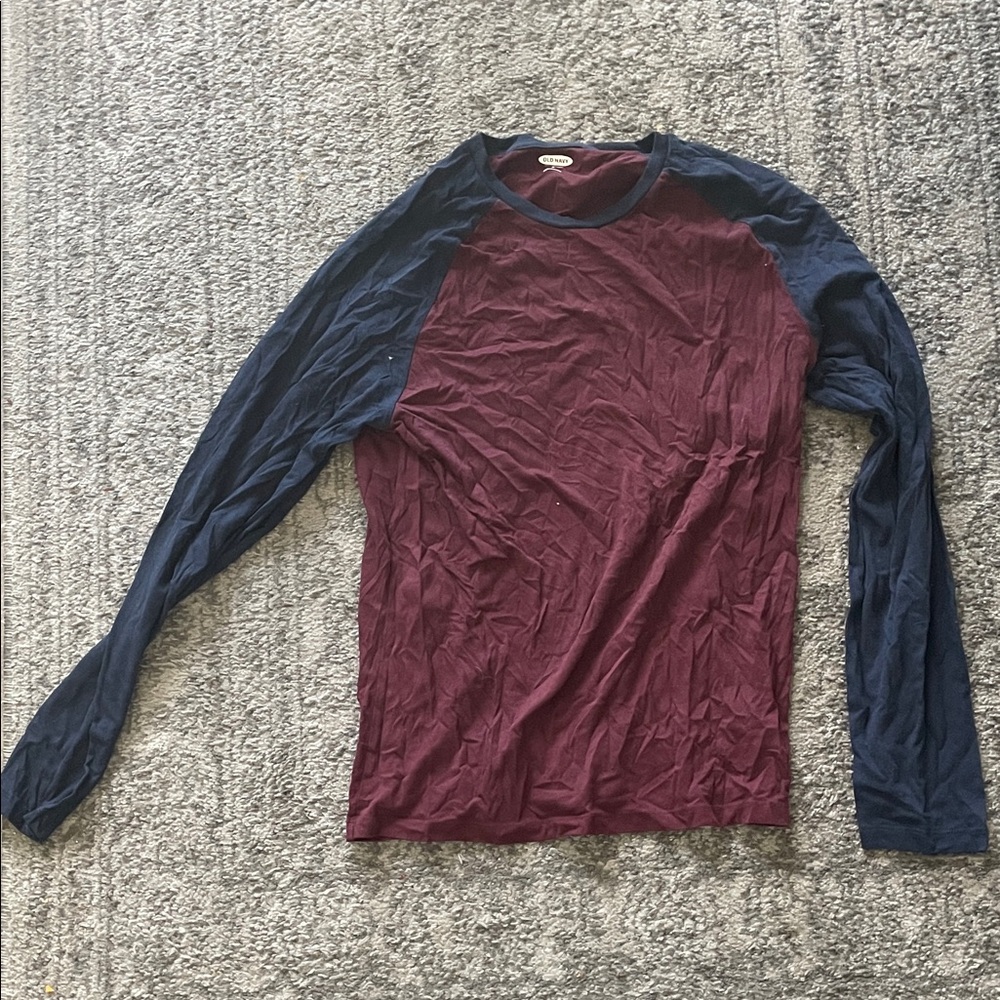 Old Navy Burgundy and Navy Long Sleeve Tee